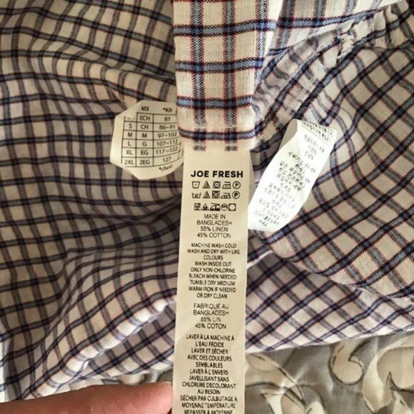 Joe Fresh Mens Casual Plaid Button Down SIZE XLARGE SHIRT  LINEN COTTON MATERIAL - Picture 8 of 8